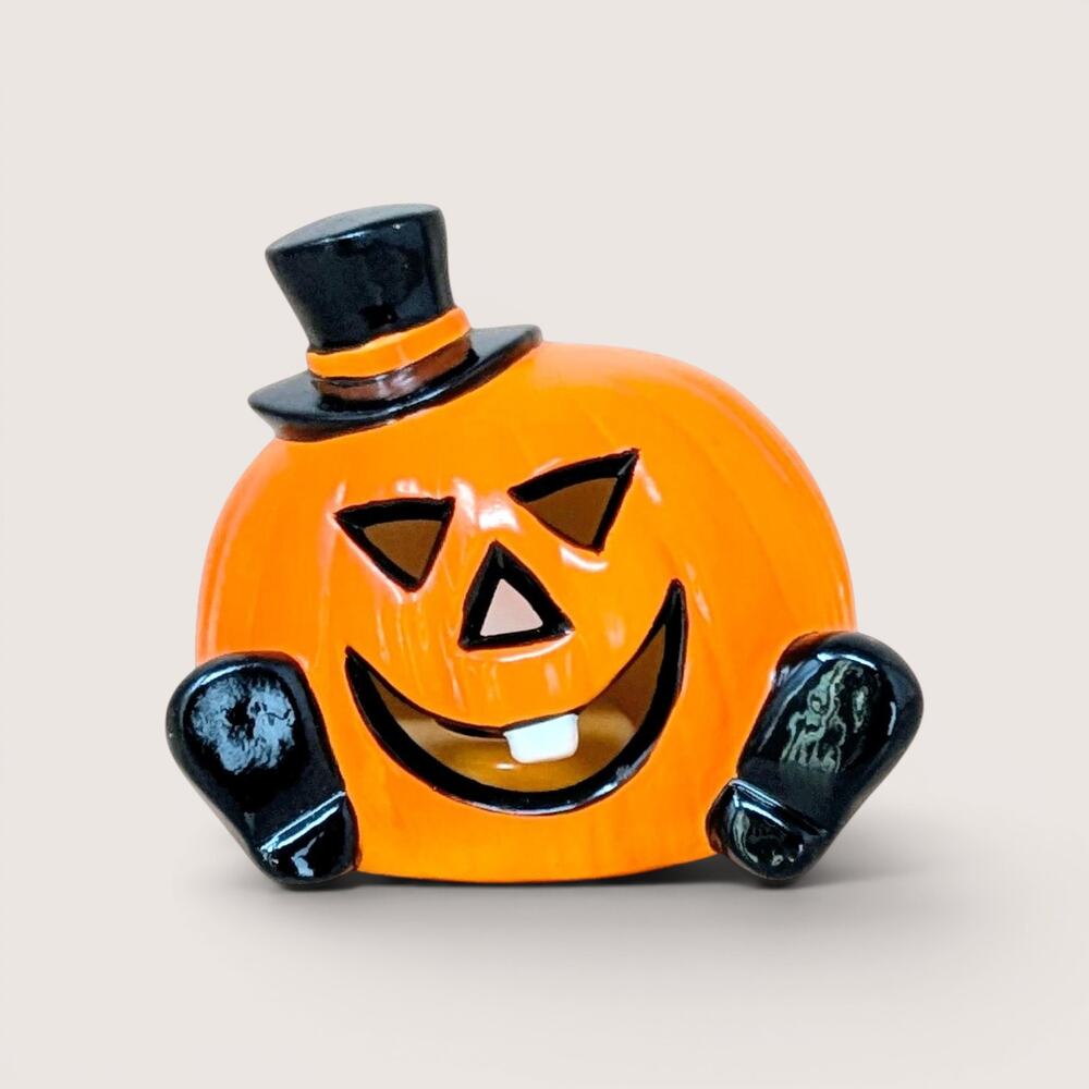 Vintage Ceramic Top Hat Jack-o'-Lantern Light